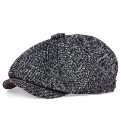 Men's Casual Newsboy Hat Retro Octagonal Cap black-white by HitMyNeed