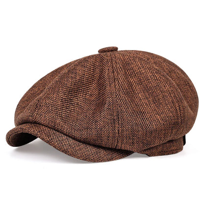 Men's Casual Newsboy Hat Retro Octagonal Cap brown by HitMyNeed