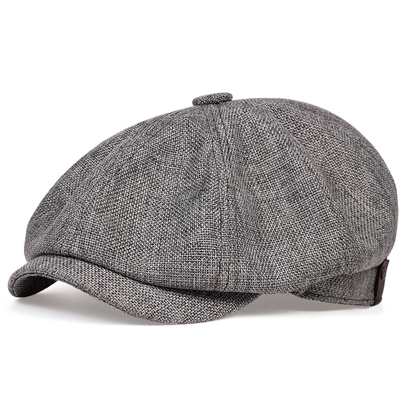 Men's Casual Newsboy Hat Retro Octagonal Cap dark-grey by HitMyNeed