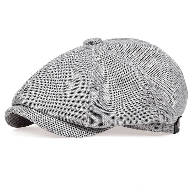 Men's Casual Newsboy Hat Retro Octagonal Cap light-grey by HitMyNeed