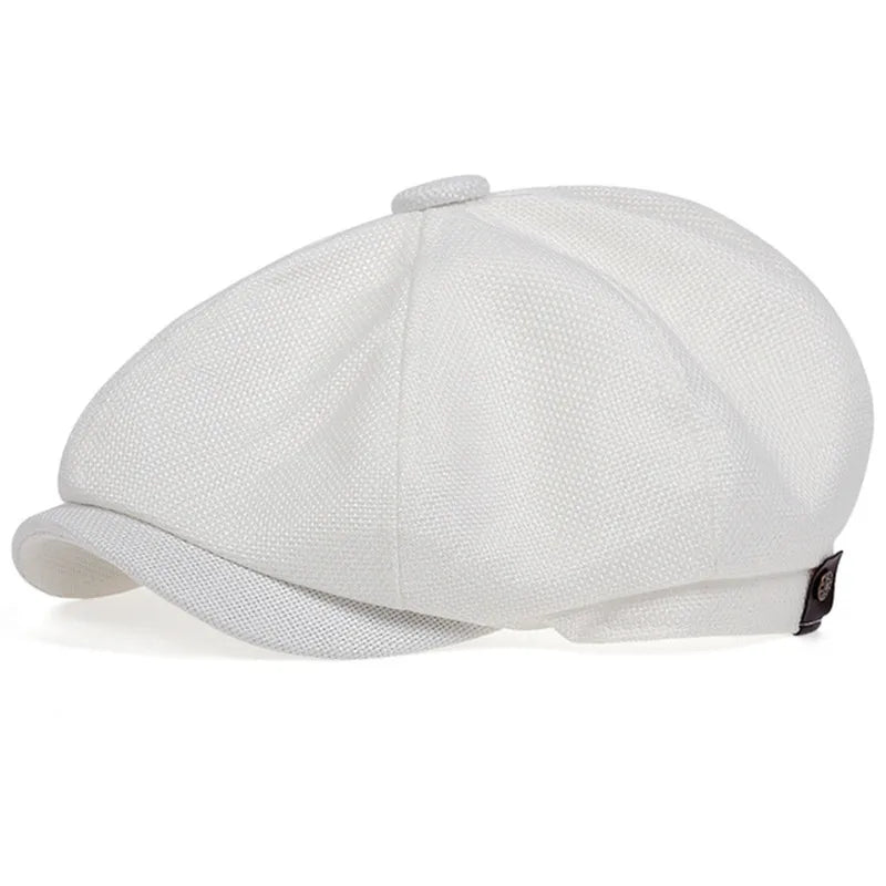 Men's Casual Newsboy Hat Retro Octagonal Cap white by HitMyNeed