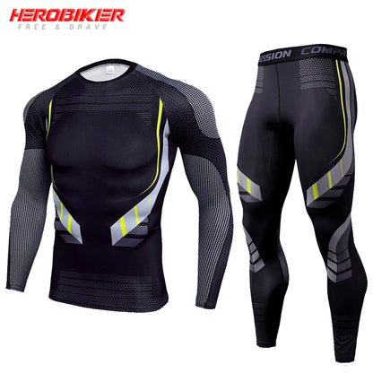 Men's Compression Base Layer Thermal Training Set l tk174-black-suit by HitMyNeed