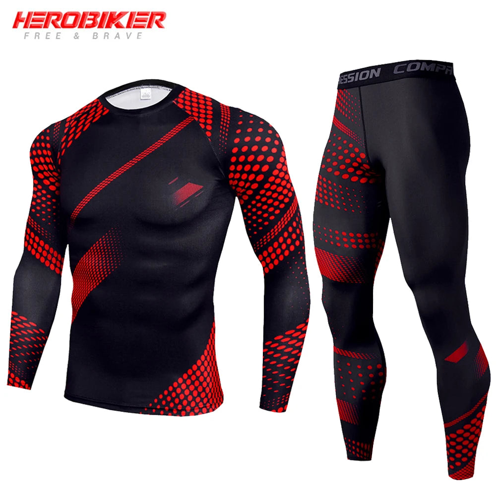 Men's Compression Base Layer Thermal Training Set xxl tk172-red-suit by HitMyNeed