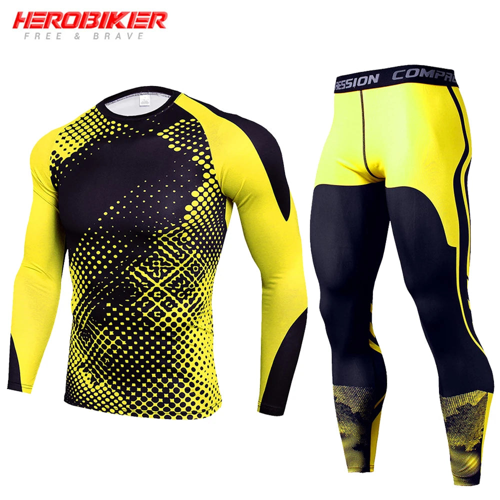 Men's Compression Base Layer Thermal Training Set xxxl tk175-yellow-suit by HitMyNeed