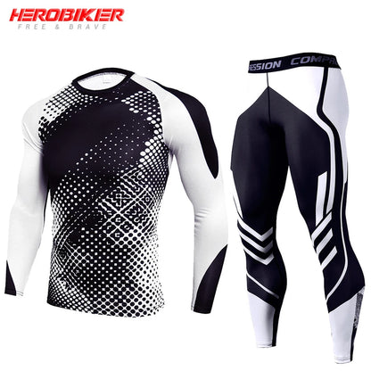 Men's Compression Base Layer Thermal Training Set xxxl tk176-white-suit by HitMyNeed