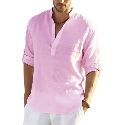 Men's Cotton Linen Long Sleeve Casual Shirt by HitMyNeed