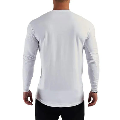 Men's Cotton Long Sleeve Slim Fit Gym T-Shirt by HitMyNeed