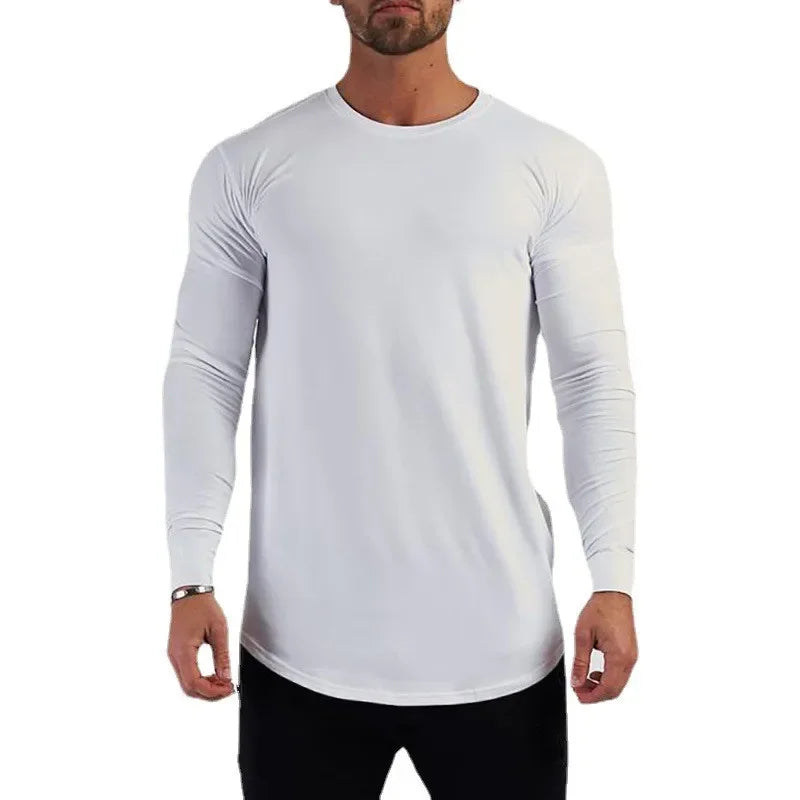 Men's Cotton Long Sleeve Slim Fit Gym T-Shirt by HitMyNeed