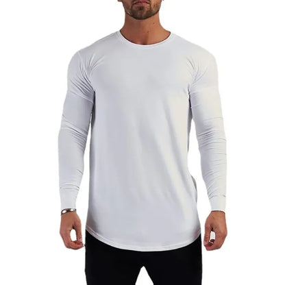Men's Cotton Long Sleeve Slim Fit Gym T-Shirt by HitMyNeed