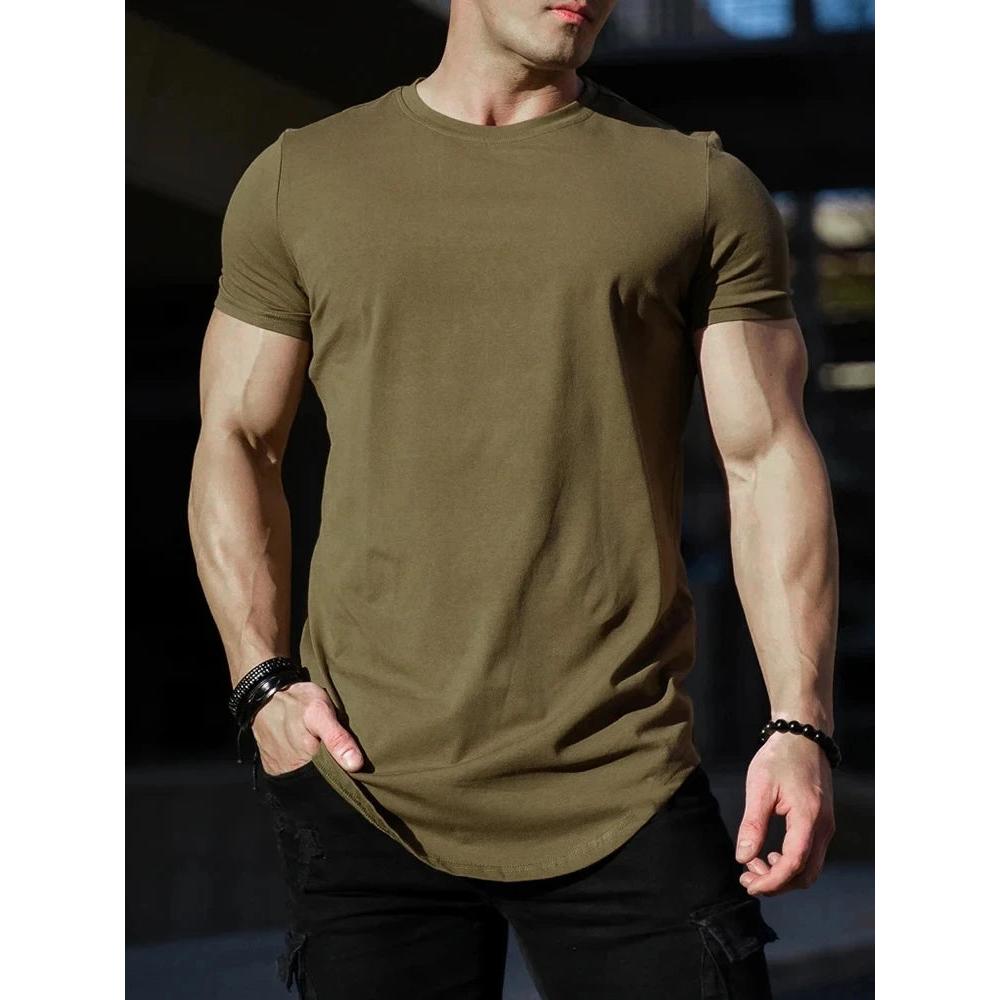 Men's Cotton Muscle Fit Athleisure Gym T-Shirt army-green xxxl by HitMyNeed