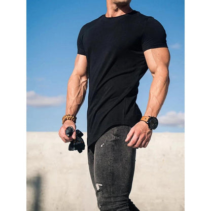 Men's Cotton Muscle Fit Athleisure Gym T-Shirt black xl by HitMyNeed
