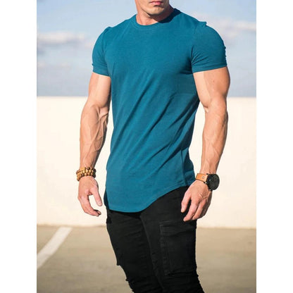 Men's Cotton Muscle Fit Athleisure Gym T-Shirt blue xxxl by HitMyNeed
