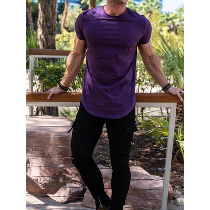 Men's Cotton Muscle Fit Athleisure Gym T-Shirt purple xxxl by HitMyNeed