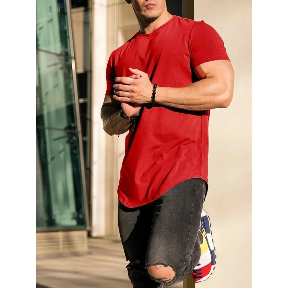 Men's Cotton Muscle Fit Athleisure Gym T-Shirt red xxxl by HitMyNeed