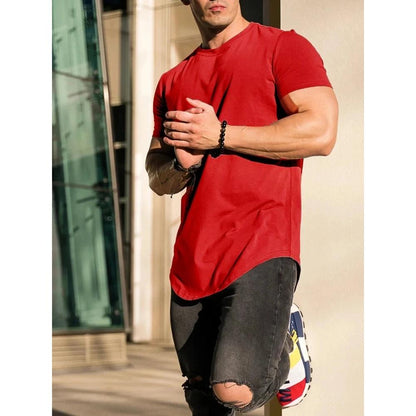 Men's Cotton Muscle Fit Athleisure Gym T-Shirt red xxxl by HitMyNeed