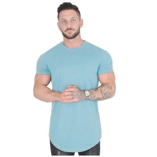 Men's Cotton Muscle Fit Athleisure Gym T-Shirt sky-blue xxxl by HitMyNeed