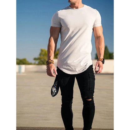 Men's Cotton Muscle Fit Athleisure Gym T-Shirt white xxxl by HitMyNeed