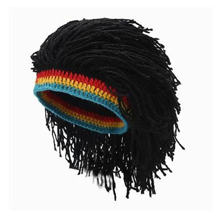 Men's Crochet Hip Hop Wig Beanie Winter Party Hat by HitMyNeed