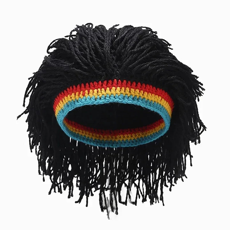 Men's Crochet Hip Hop Wig Beanie Winter Party Hat by HitMyNeed