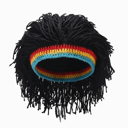 Men's Crochet Hip Hop Wig Beanie Winter Party Hat by HitMyNeed