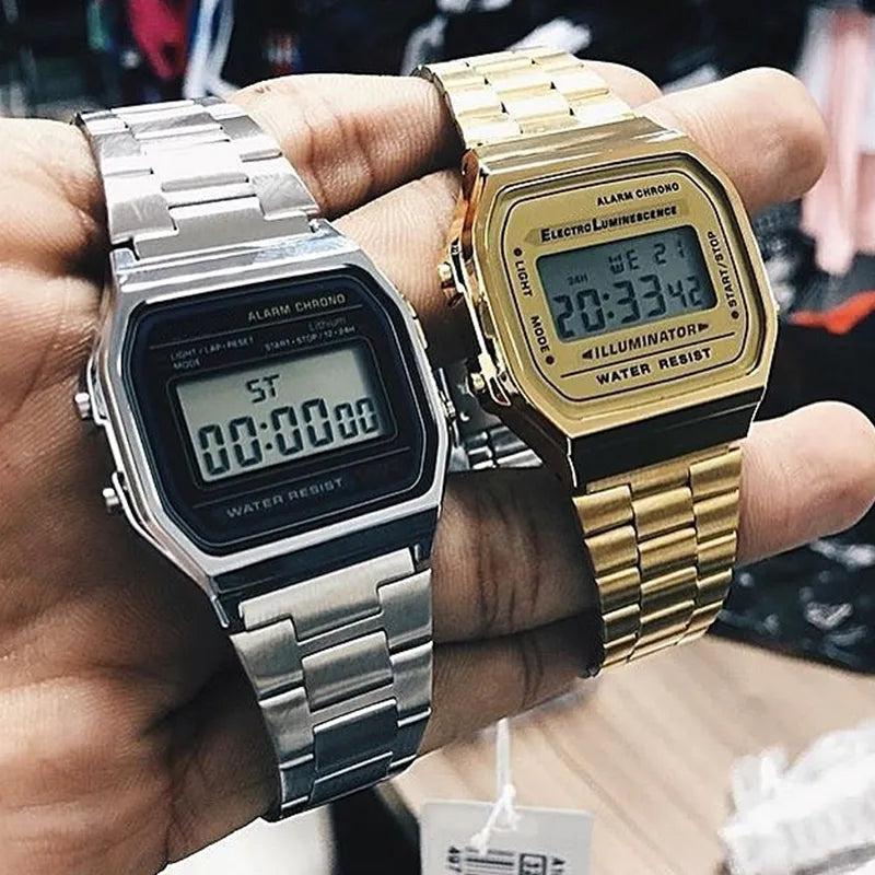 Men's Digital Watch with Stainless Steel Bracelet by HitMyNeed