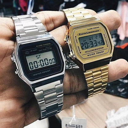 Men's Digital Watch with Stainless Steel Bracelet by HitMyNeed
