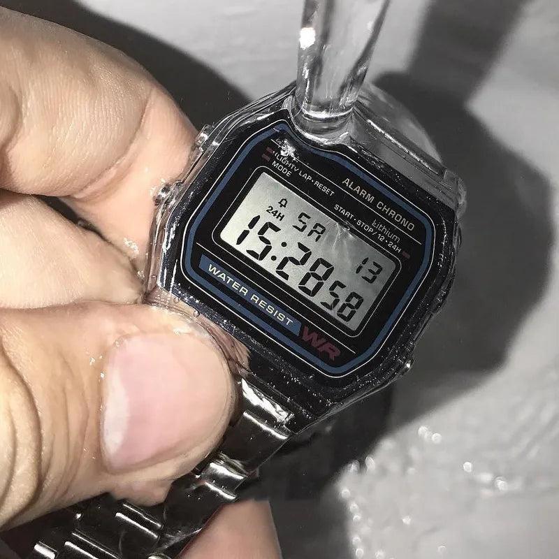 Men's Digital Watch with Stainless Steel Bracelet by HitMyNeed
