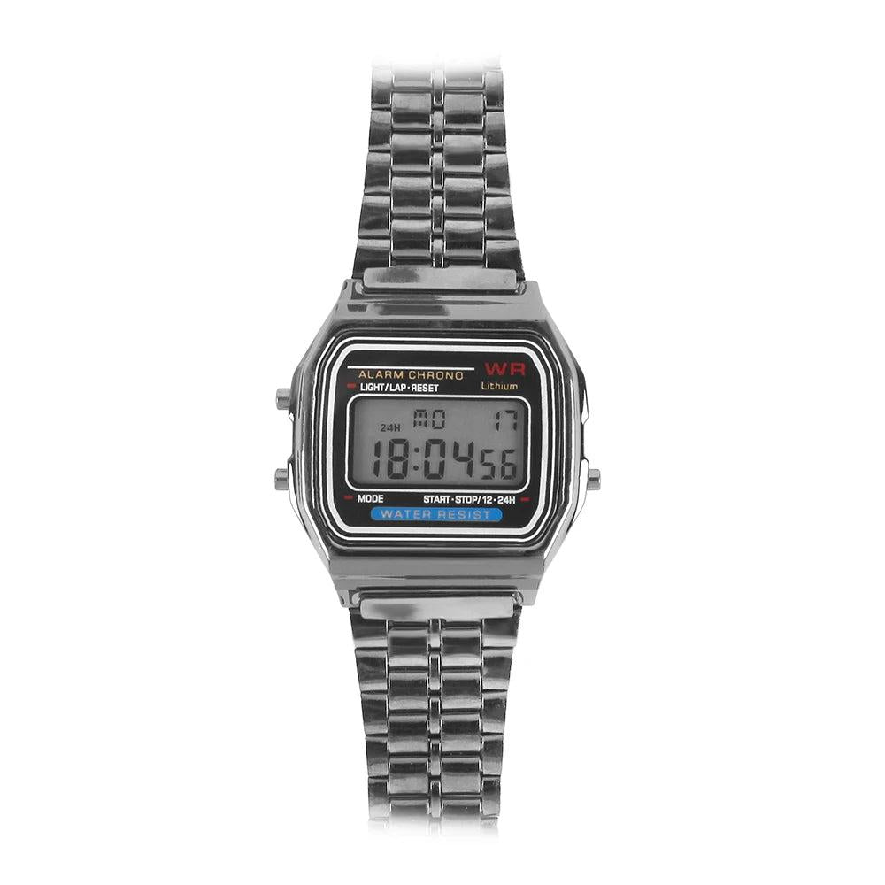 Men's Digital Watch with Stainless Steel Bracelet black-style01 by HitMyNeed