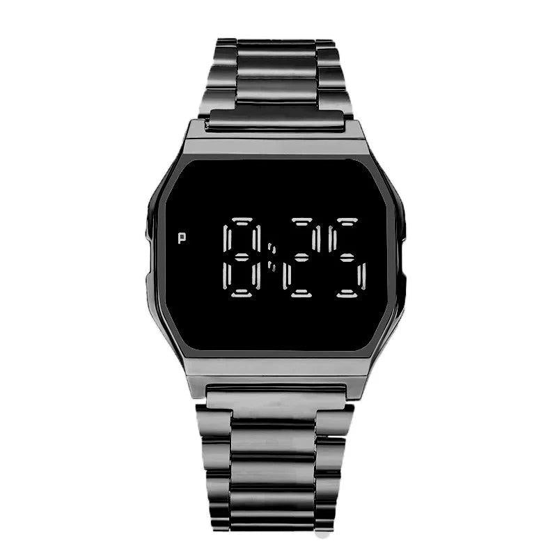 Men's Digital Watch with Stainless Steel Bracelet black-style02 by HitMyNeed