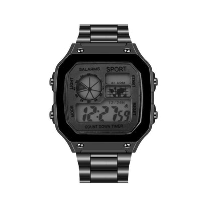 Men's Digital Watch with Stainless Steel Bracelet black-style03 by HitMyNeed
