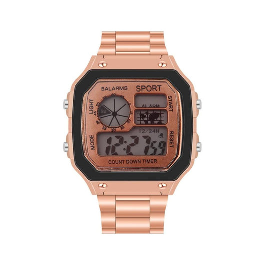 Men's Digital Watch with Stainless Steel Bracelet rose-gold-style03 by HitMyNeed