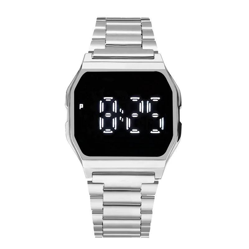 Men's Digital Watch with Stainless Steel Bracelet silver-style02 by HitMyNeed