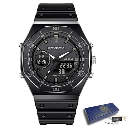 Men's Dual Display Sports Chronograph Watch 50M all-black by HitMyNeed