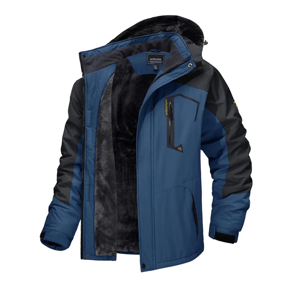 Men's Fleece Lined Waterproof Mountain Jacket denim-blue cn-7xl-us-2xl by HitMyNeed