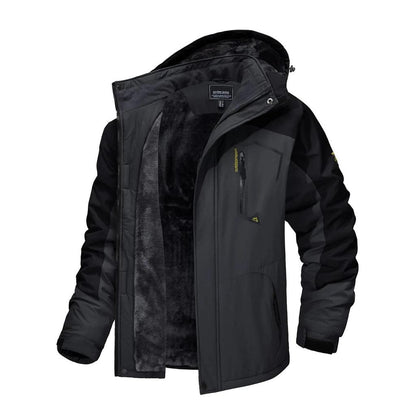 Men's Fleece Lined Waterproof Mountain Jacket gray-with-black cn-xl-us-s by HitMyNeed