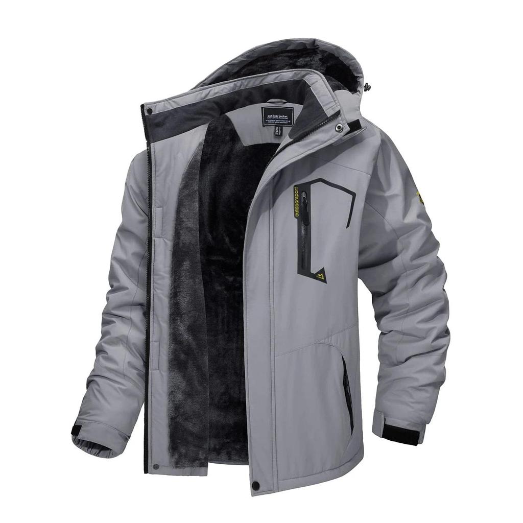 Men's Fleece Lined Waterproof Mountain Jacket light-gray cn-7xl-us-2xl by HitMyNeed
