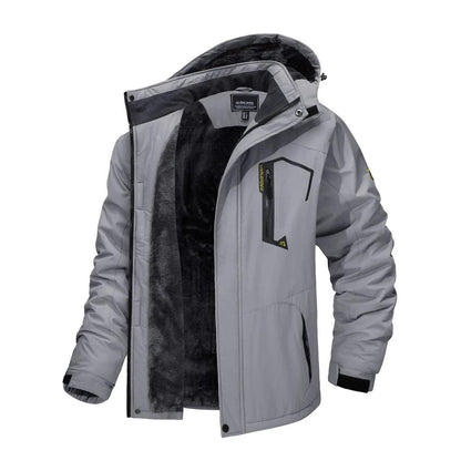 Men's Fleece Lined Waterproof Mountain Jacket light-gray cn-7xl-us-2xl by HitMyNeed
