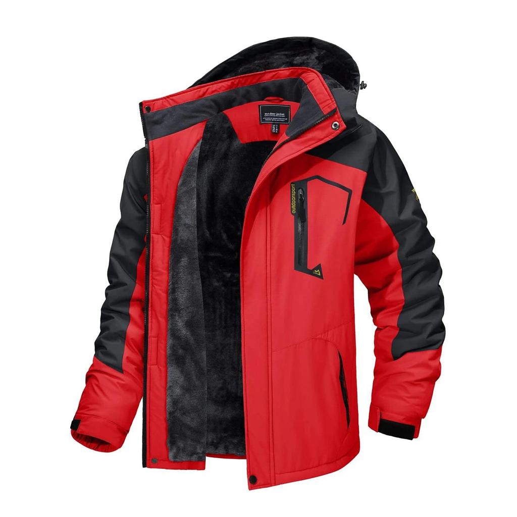Men's Fleece Lined Waterproof Mountain Jacket red cn-7xl-us-2xl by HitMyNeed