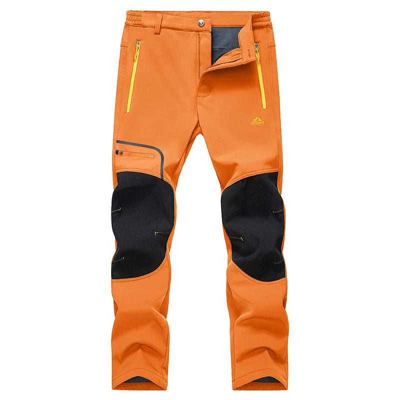 Men's Fleece Lined Waterproof Snow Ski Pants orange us-40-cn-4xl by HitMyNeed