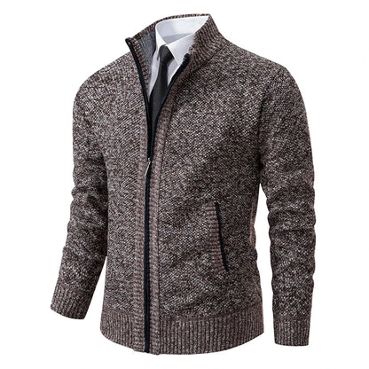 Men's Fleece Stand Collar Zip Cardigan Jacket 8801coffee 4xl by HitMyNeed