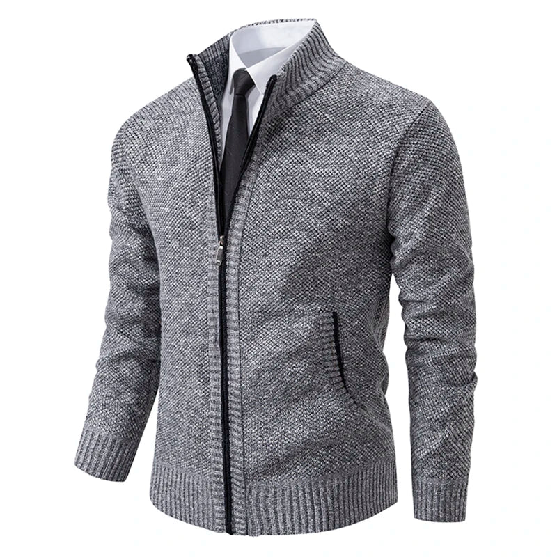 Men's Fleece Stand Collar Zip Cardigan Jacket 8801light-gray 4xl by HitMyNeed