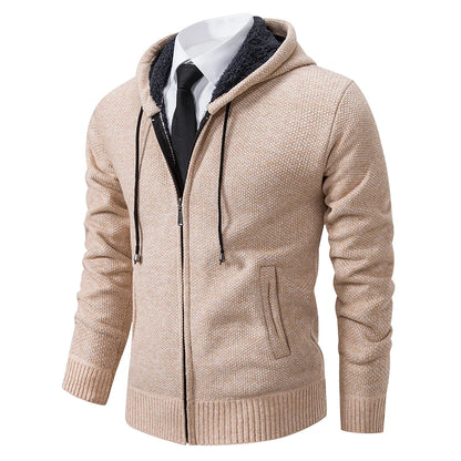 Men's Fleece Stand Collar Zip Cardigan Jacket 8802beige xxl by HitMyNeed