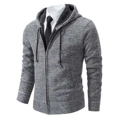 Men's Fleece Stand Collar Zip Cardigan Jacket 8802light-gray l by HitMyNeed