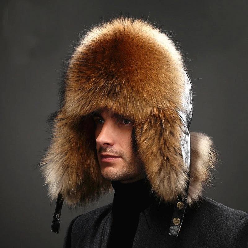 Men's Fox Fur Lei Feng Ushanka Winter Hat by HitMyNeed