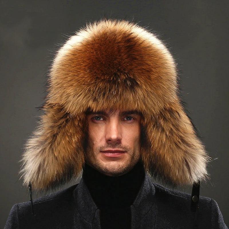 Men's Fox Fur Lei Feng Ushanka Winter Hat by HitMyNeed