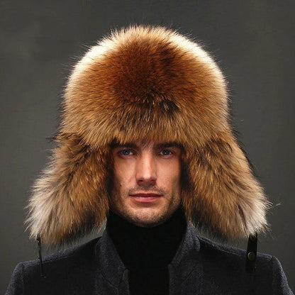 Men's Fox Fur Lei Feng Ushanka Winter Hat by HitMyNeed