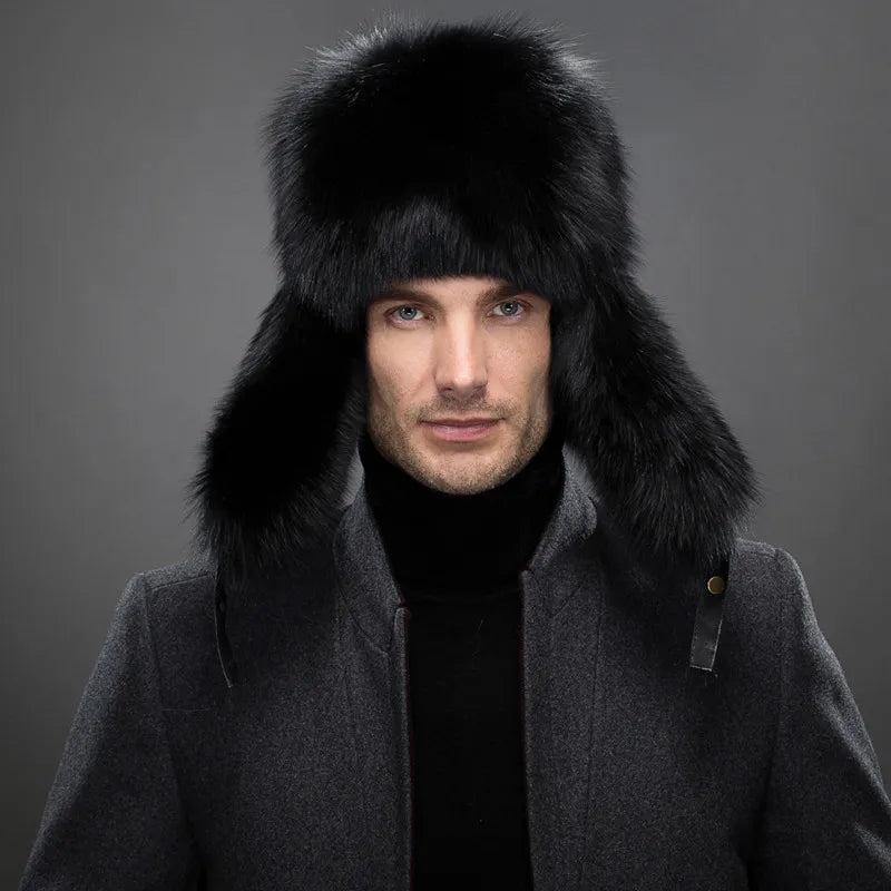 Men's Fox Fur Lei Feng Ushanka Winter Hat by HitMyNeed