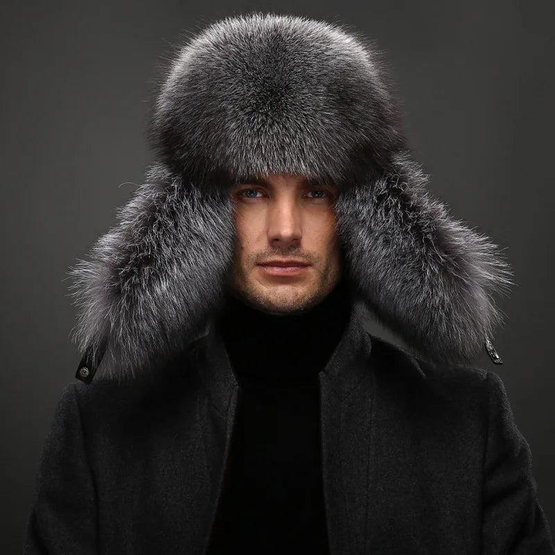 Men's Fox Fur Lei Feng Ushanka Winter Hat by HitMyNeed