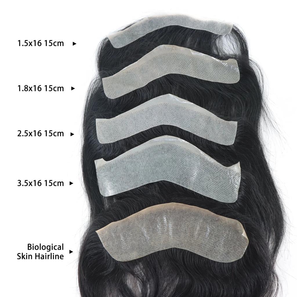 Men's Frontal V-Loop Hairline Patch 0.06mm PU 1b 16x1-5cm by HitMyNeed