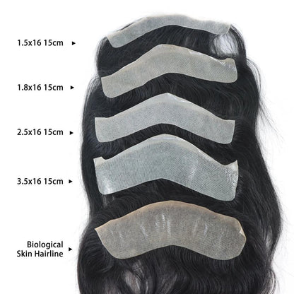 Men's Frontal V-Loop Hairline Patch 0.06mm PU 1b 16x1-5cm by HitMyNeed